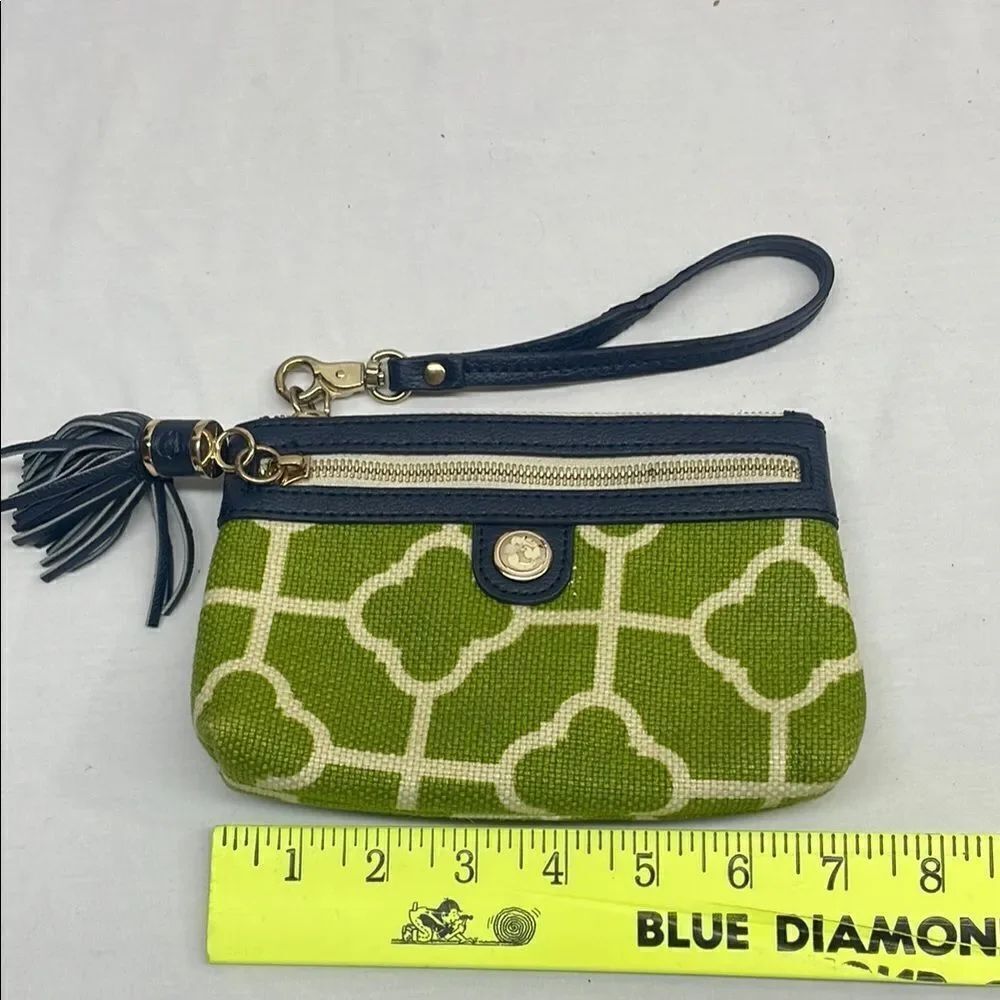 Spartina 449 Green and Navy Wristlet with tassel